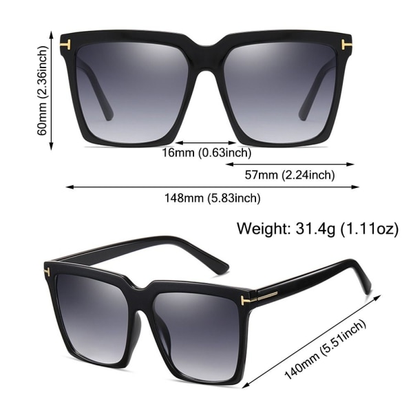 Överdimensionerade fyrkantiga solglasögon Big Frame Shades Driving UV400 Skyddsglasögon C4