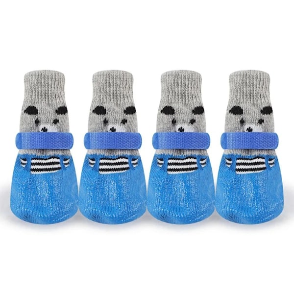 4-pack Höst & Vinter Hundskor & Strumpor Halksäkra Katt Regn Snö Stövlar Strumpor blue M