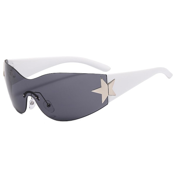 Y2K båglösa solglasögon One Piece Goggles Wrap Around Solglasögon C3