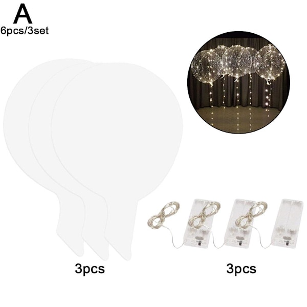 6st 3Set Transparent Party Glow Wave Ballong Bröllop Bubble Bal Warm light model 6pcs 3set