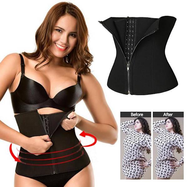 Bastu svettbälte för viktminskning Neopren waist trainer Body Sha blackL XL