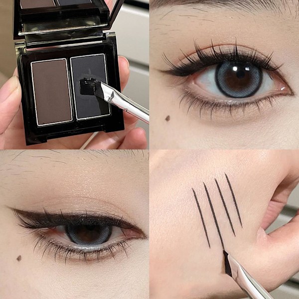 Eyeliner Puder Palett Vattentät Långvarig Smink Skugga Brun Svart Kosmetika Öga Ögonbryn J3c9