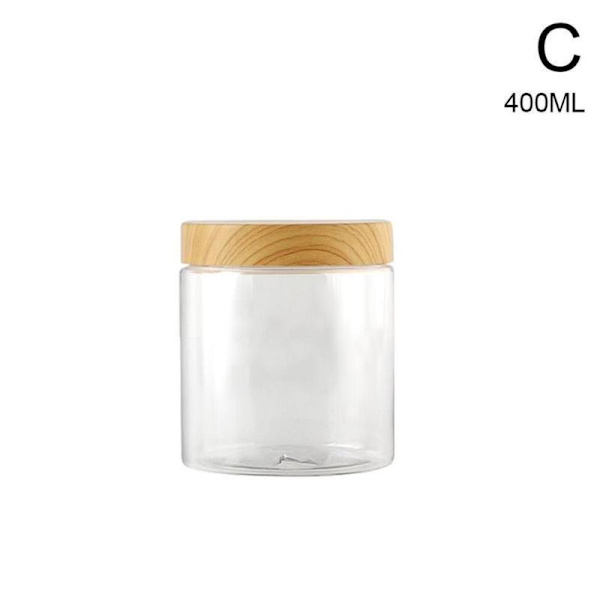 TAOYUN Tomma transparenta plastflaskor med trälock TransparentC 400ml