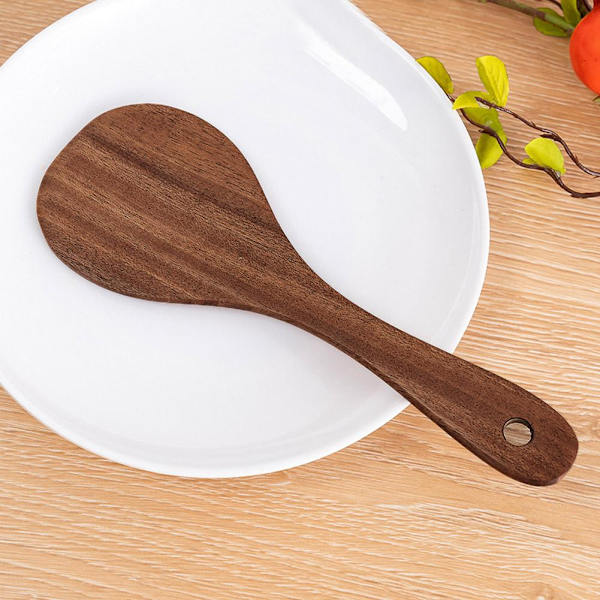 Ebony Trä Kök Matlagningsredskap Verktyg Spatel Sked Vändare H4U2 Round Spatula 21*7.6 cm