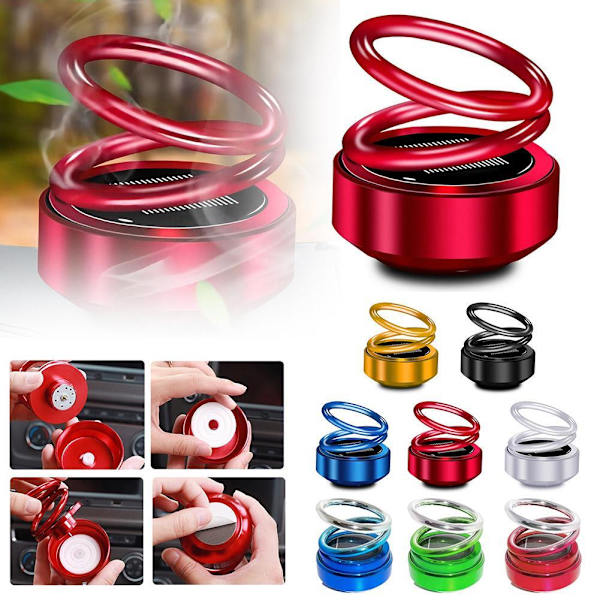 Solardriven bil-luftfräschare bil aromaterapi 360 graders rotation doft Auto S9 red 1pcs