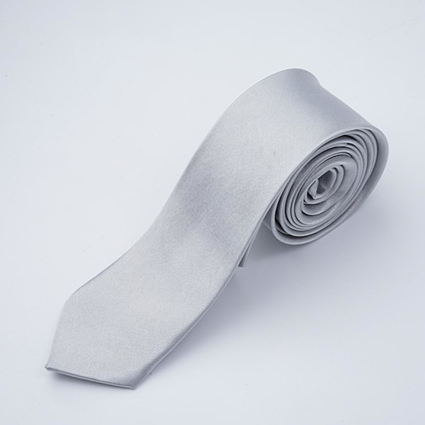 Klassisk enfärgad smal slipsmal slips för män pojkar bröllop white One-size