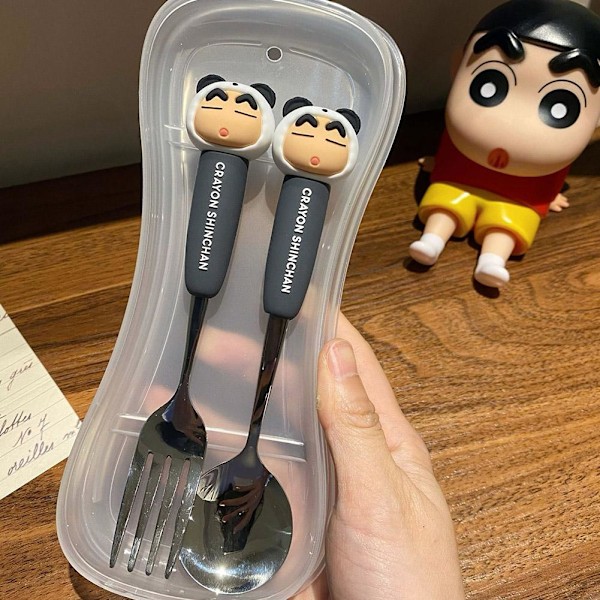 Crayon Shin Chan Sked och Gaffel Bestickset Rostfritt Stål Vagn green one set