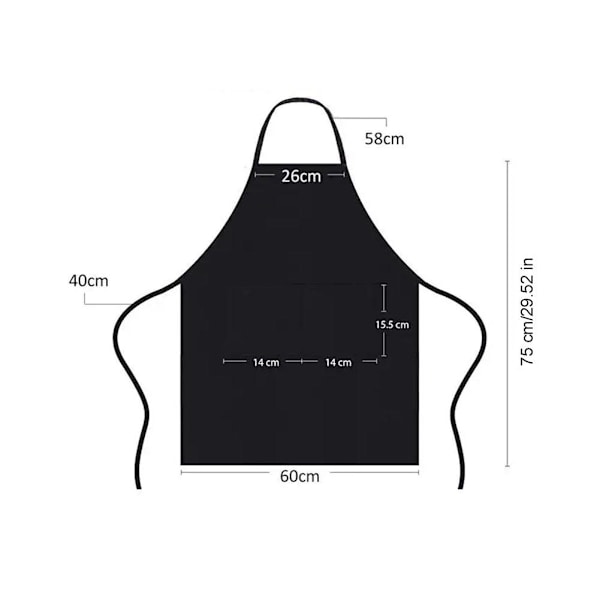 Justerbart matlagningsförkläde Vattentätt Dammtätt Kock Servitör Smutsavvisande black 1pc