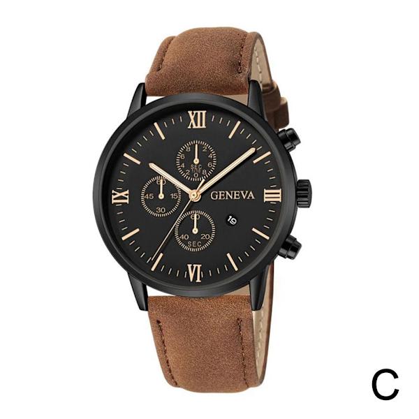 Casual Geneva Quartz Watch Herrklockor Casual Läderband Qua Rose Gold Black