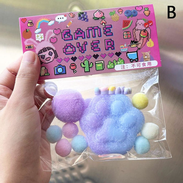 Fidget Leksak Kawaii Plysch Katt Tass Transparent Kub Stress O2 Leksak Lindring I2J3 T4D6 A one-size