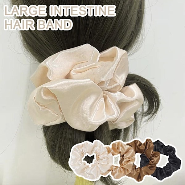 Kvinnors satin silke hår slips elastiska scrunchies hästsvanshållare Hai beige one-size