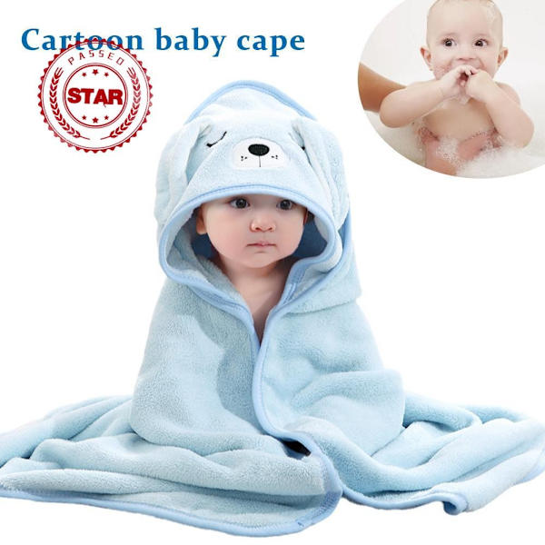 Tecknad Liten Baby Cape Kappa Poncho Mamma Och Baby Sammet Badrock Med Huva Baby Mys Coral G9n4 White One size