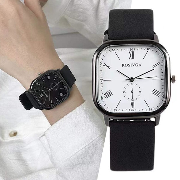 Fashion Damklocka Läderarmband Enkel Elegant Ins Stil Fyrkantig Quartzklocka A One size