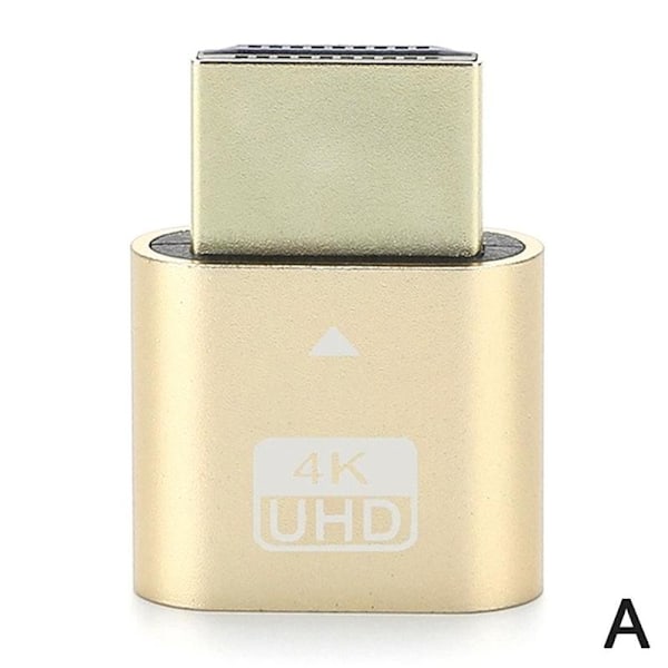 4K UHD DDC EDID HDMI Dummy Adapter Virtuell Plug Headless Display gold One-size