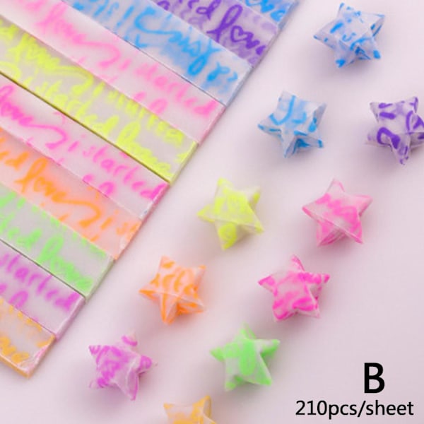 QAOlDH 210 ark Luminous Origami Stjärnor Papper Färgglada Handgjorda B 210pcs