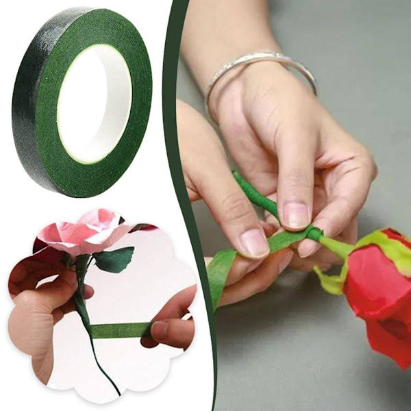 Blomstertejp Florist Elastisk Tejp Självhäftande Grön Tejp Papper Typ I5K6 ST greenA 1pcs