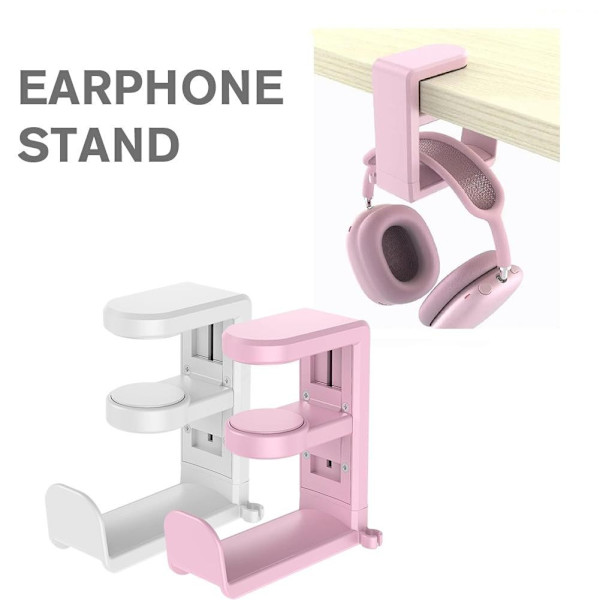 Universellt Hörlursställ PC Gaming Bord Skrivbordsklämma Fäste Hörlursställ Hållare Rack A6d4 pink one-size