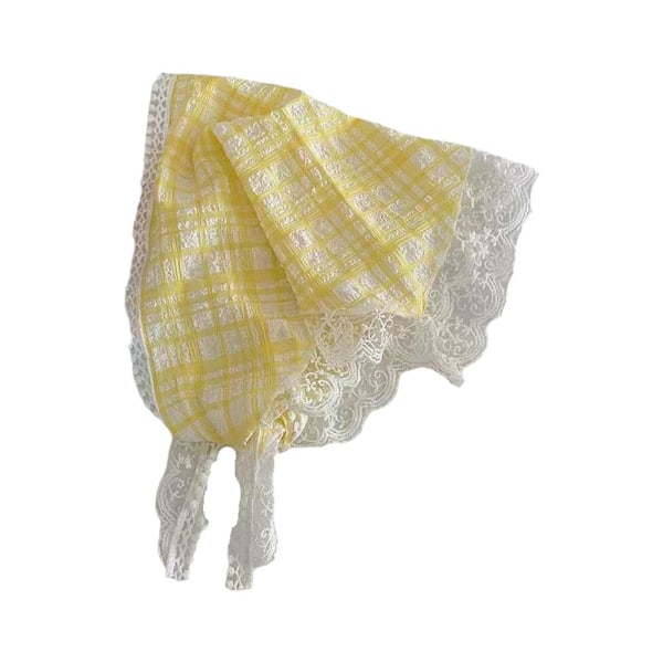 Rutig triangelhalsduk med flytande band för damer för vår och S Yellow 1pcs