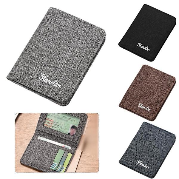 Canvas Plånbok Herr Svart/blå/grå Korthållare Plånbok Väska Kredit Databank Hållare Herr Kort M2g3  gray onesize