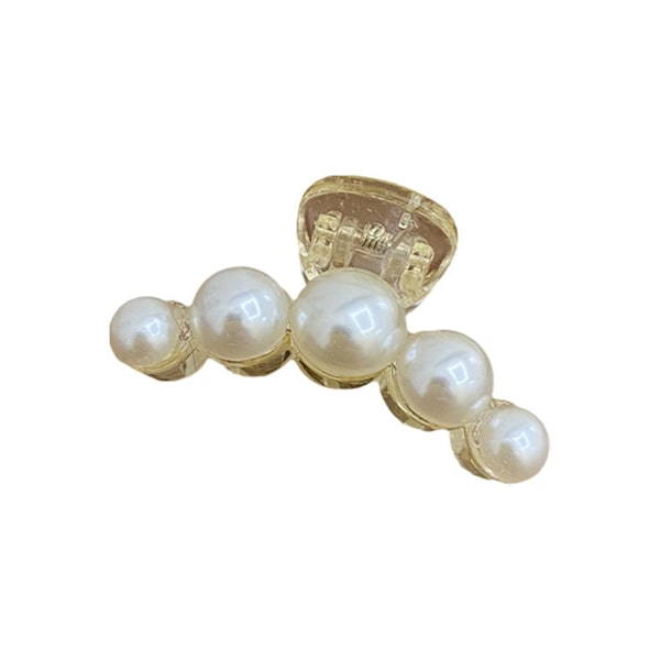 Kvinnor Big Pearl Hair Claw Clip Crab Clamp Large Metal Hairgrip H white2 Medium