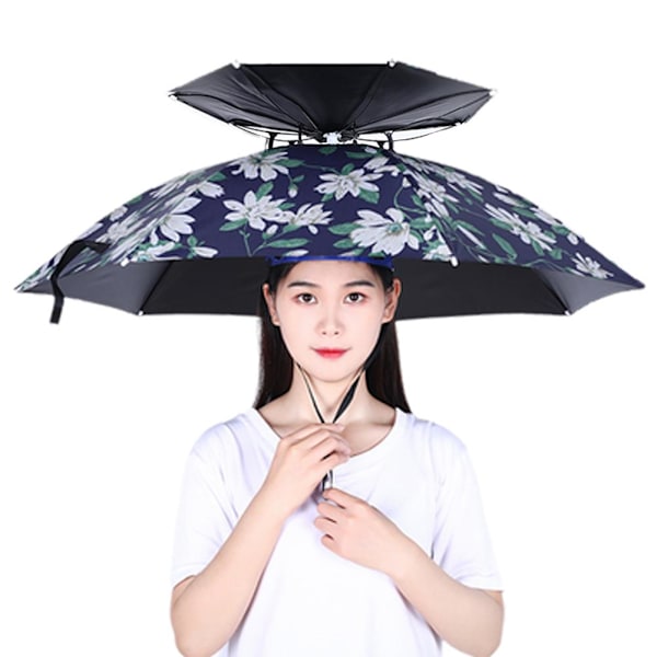 Paraplyhatt Hopfällbar Justerbar Sol Regn Keps UPF 50+ UV-skydd Camo double-deck