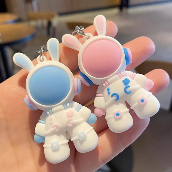 Mode Kawaii Ny rymdastronaut Bunny Doll Nyckelring för kvinnor pink one-size