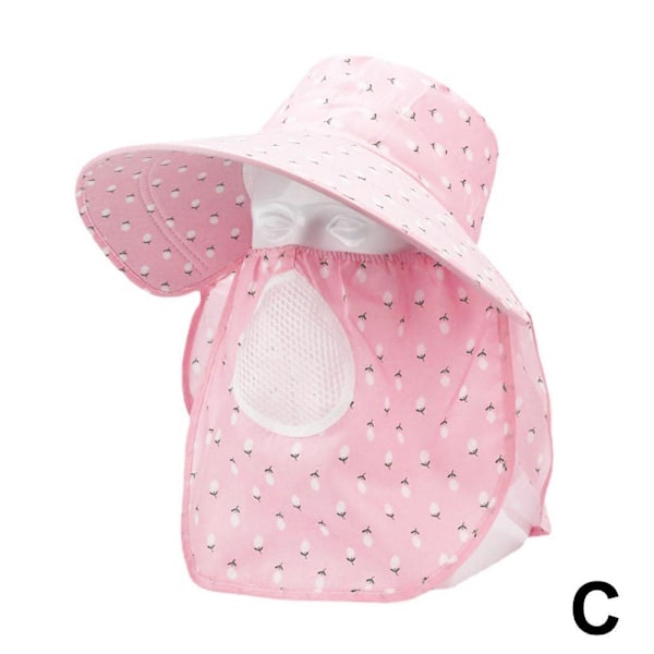 Ansiktsskydd Teplockningshatt Fullt Ansikte Solskydd Hatt Sommar PinkA 1pcs