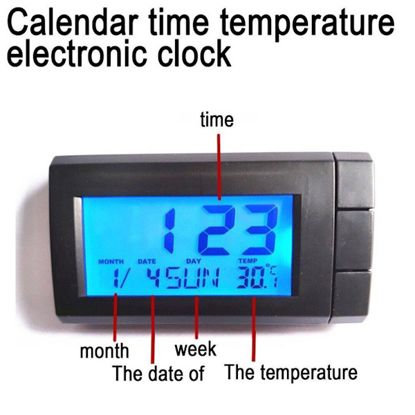 2-i-1 Digital LCD Elektronisk Klocka Termometer Bilklocka Noctilucent Dec ` green 1pcs