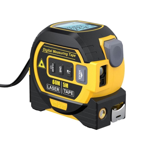 3 i 1 lasermåttband - Digitalt lasermåttband, exakt yellow 60m
