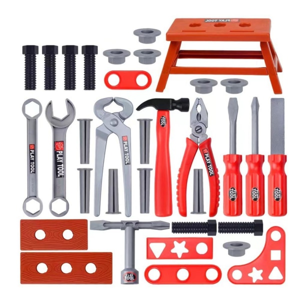 Simulering Plastborrsåg Reparationsverktyg Toy Kids Toolbox Kit E 42pcs one-size