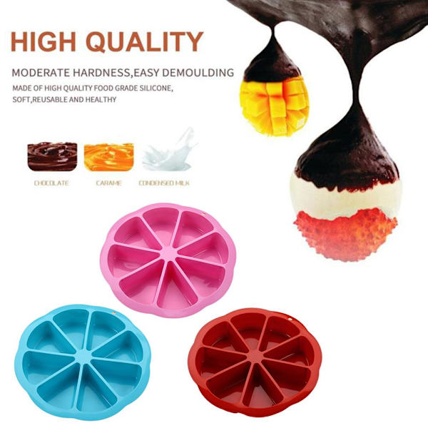 8-triangel rund silikon tårtformsformar Muffin Pizza Baki Baki red one size