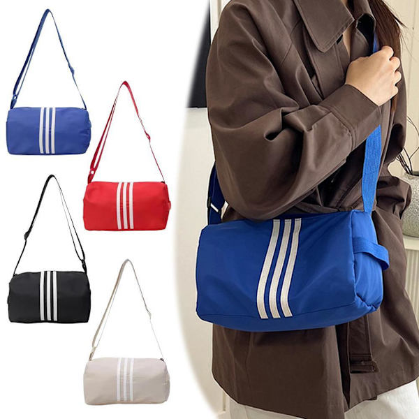 Nylon Kontrasterande Crossbody Kapacitet Kudde Väska, Rese Fitness Axelväska M3J9 Red One size
