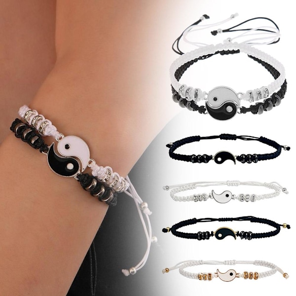 Tai Chi Flätat Armband Par Snöre Handvävt Handrep O7b3 sliver onesize