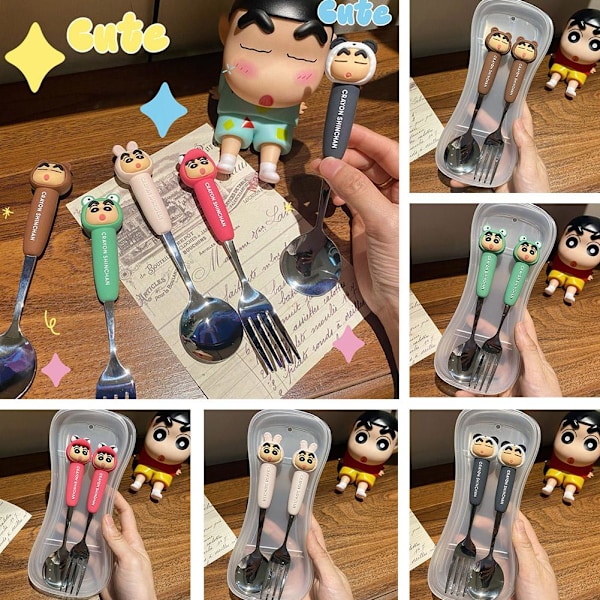 Crayon Shin Chan Sked och Gaffel Bestickset Rostfritt Stål Vagn red one set