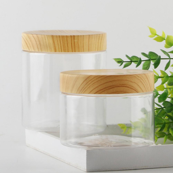TAOYUN Tomma transparenta plastflaskor med trälock TransparentE 800ml