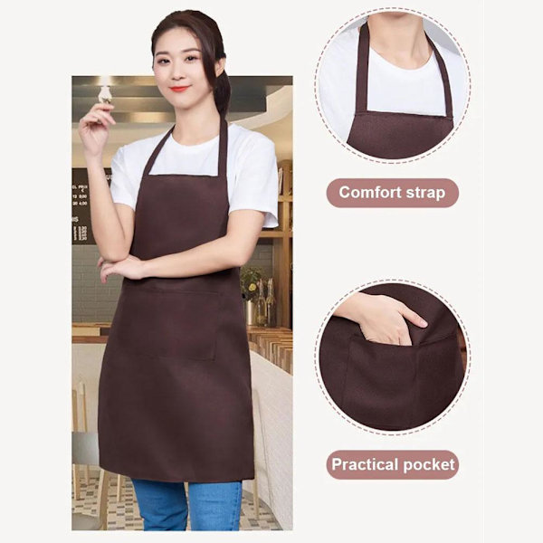 Justerbart matlagningsförkläde Vattentätt Dammtätt Kock Servitör Smutsavvisande black 1pc