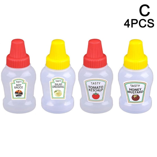 2/4x mini tomatketchup flaska bärbar sås salladsdressing Sq 4pcs 4pcs