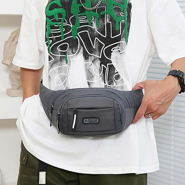 Multifunktionell Justerbar Midjeväska i Nylon Sling Bröstväska Axelväska Unise^` Gray One size