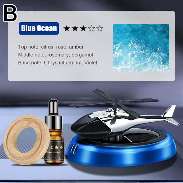 Soldriven Helikopter Luftfräschare Bil Flygplan Doftspridare Ornament♤ Red Gardenia one size
