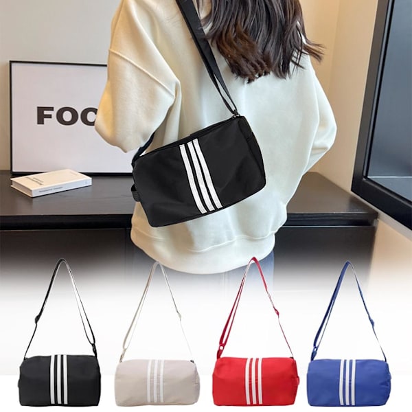 Nylon Kontrasterande Crossbody Kapacitet Kudde Väska, Rese Fitness Axelväska M3J9 Red One size