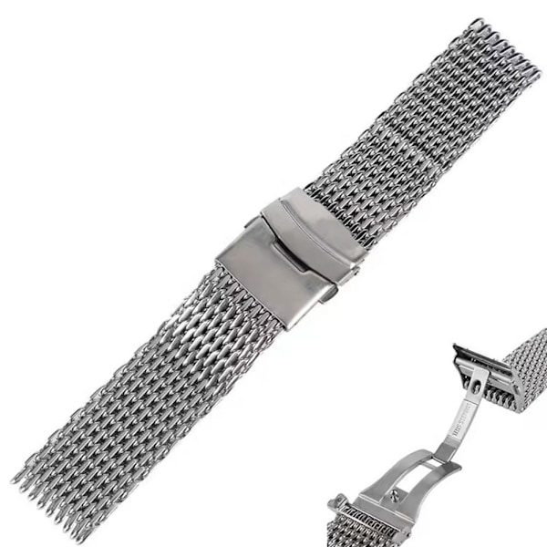 DQXY 18/20/22/24mm rostfritt stål mesh klockarmband metall mesh Wa silverA 18mm