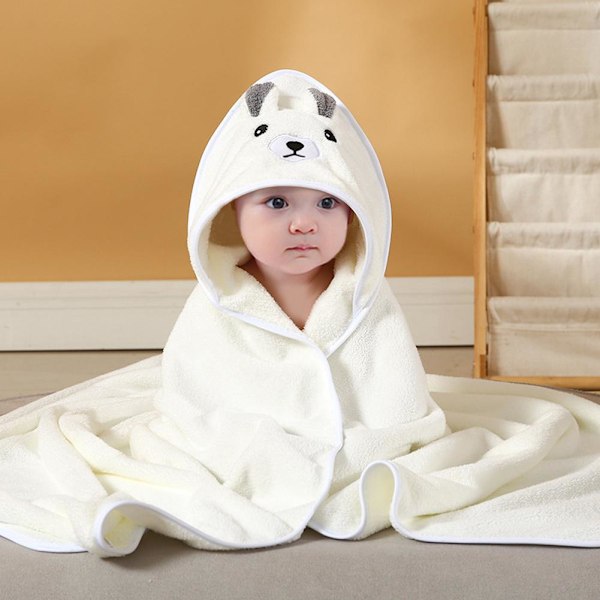 Tecknad Liten Baby Cape Kappa Poncho Mamma Och Baby Sammet Badrock Med Huva Baby Mys Coral G9n4 White One size