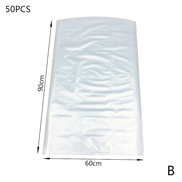 50 st genomskinliga plastpåsar för kläder, kemtvätt, klänningar whiteD 60*150cm