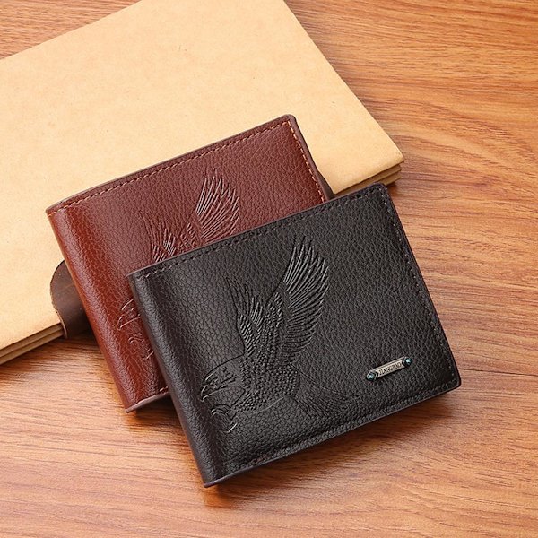 Herrplånbok Mode Retro Kort Plånbok Högkvalitativ Kort Pu-Korthållare Läder Herr Casual Q1q2 dark brown onesize