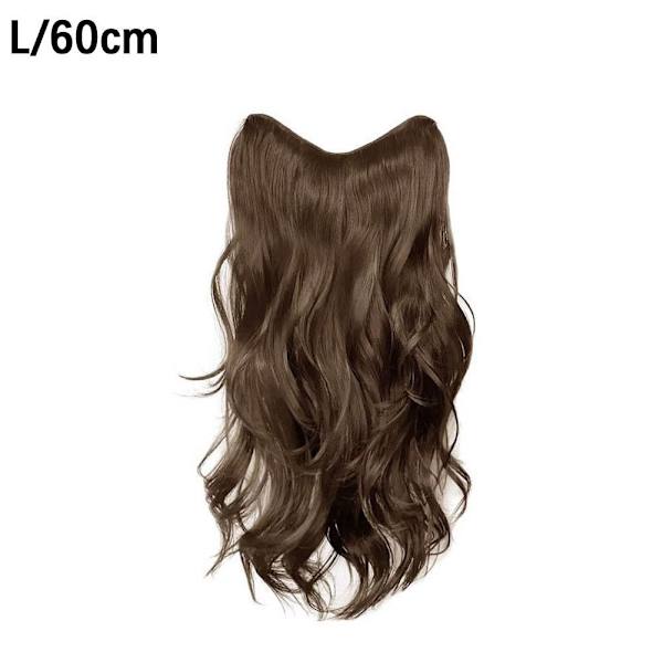 Kvinnor Lång Lockig Osynlig Sömlös V-formad Peruk Simulerad Öka lightbrown 60cm