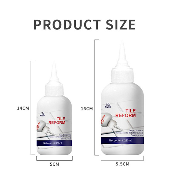 150/280ml Vattentät Kakelfog Reparationsfyllning, Fogmassa .ne Kakelplattor M1X4 whiteA 150ml
