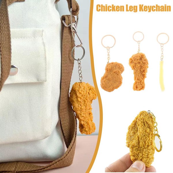 Kycklingnugget-nyckelring - Skämt Rolig Nyckelring Födelsedagspresent Chicken nuggets One-size