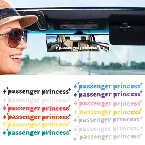 2 st Passagerprinsessa Bilstickers, Passagerprinsessa Bilspegel Black 10CM*2CM 2pcs