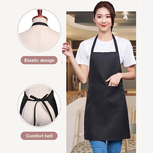 Justerbart matlagningsförkläde Vattentätt Dammtätt Kock Servitör Smutsavvisande black 1pc