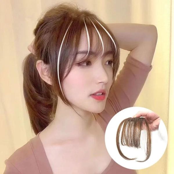 Koreansk 3D Air Bangs Clip Peruk Falska Bangs Osynlig Spårlös Peruk Bit Panna Förlängningsverktyg O3X6 light brown Without sideburns